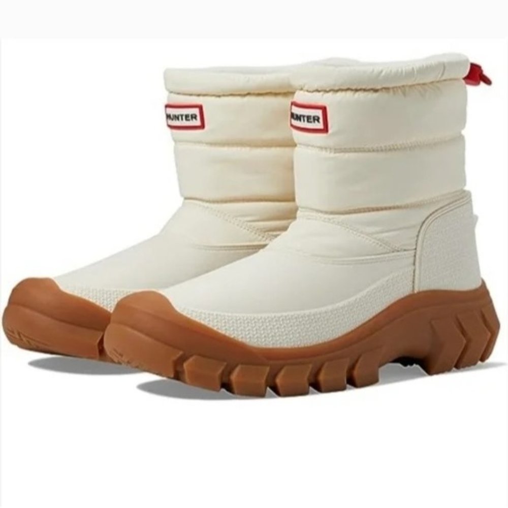 Hunter Intrepid Insulated Short Snow Boots Waterproof White Womens US 9 EU 40 41
